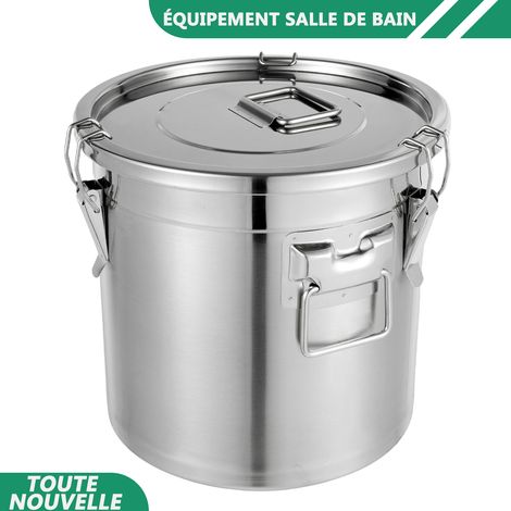 WAOBDLA Conteneur de stockage alimentaire en acier inoxydable étanche de bac de riz 21L avec couvercle (1/5)