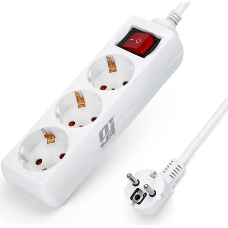 ORION91oficial® - Regleta de 3 enchufes con Interruptor y Toma de Tierra  Ladrón múltiple de 5 Metros  hasta 3680W  Protección Infantil  Cable H05W-F 3x1,5mm  Color Blanco - spaziOrion91