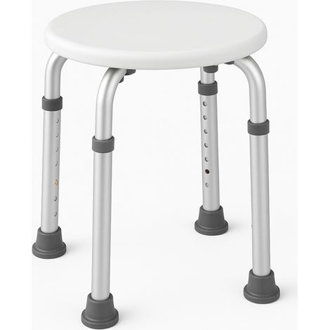 Sgabello Bagno Tondo in Alluminio Altezza Regolabile Sedile Doccia Sedia Vasca