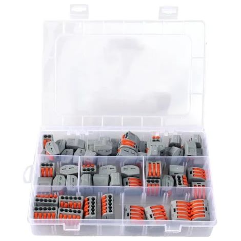 Connecteur De Raccordement Electrique - Boîtier À Levier Pour Fils Cuivre Solides Ou Tresses - 36 Pièces (16x 221-412 12x 221-413 8x 221-415) (1/5)
