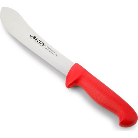 Coltello da macellaio Arcos Colore - Prof. 292622 in acciaio inox Nitrum e mango ergonomico rosso Polipropilene e 20 Lama cm, coperchio espositivo.