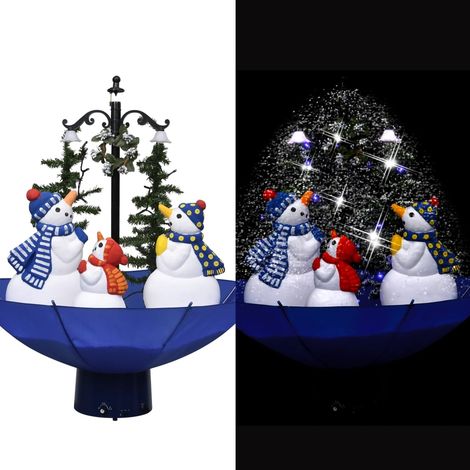 vidaXL Albero di Natale con Nevicata e Base ad Ombrello Blu 75 cm PVC (1/5)