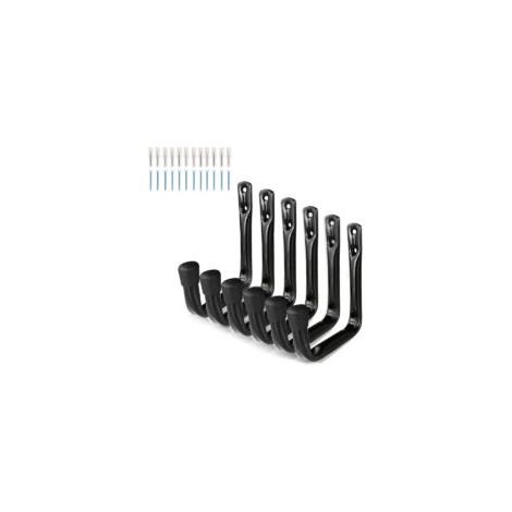 Set mit 6 robusten J-Haken zur Garagenaufbewahrung, Wandhalterung aus Stahl (11,5 cm x 9 cm)