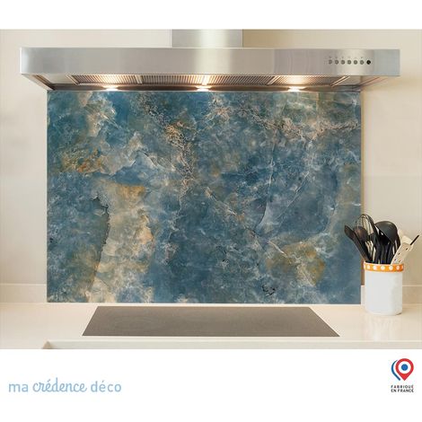 Fond de hotte : Marbre Villarecci - Verre trempé - 90 cm - 60 cm (1/5)