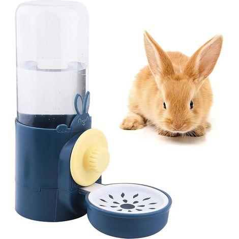 Distributeur Eau Lapin 500ml Automatique Abreuvoir Cochon d'Inde Biberon Rongeur Biberon Petits Animaux Bleu (1/5)