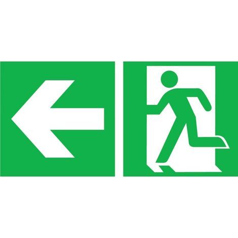 Placa de salvamento Salida de emergencia izquierda con flecha de dirección hacia izquierda 300 x 150 (1/2)