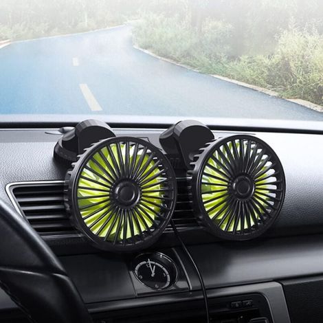 Autoventilator mit 360° verstellbarem Doppelkopf, bürstenlosem Motor, leisem Betrieb, Micro-USB-Anschluss für Auto, SUV, Wohnmobil, LKW und Boot (ohne Farblicht) (1/4)