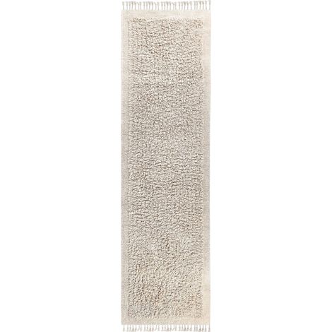 Teppich BITLIS Hellbeige 80 x 300 cm Baumwolle