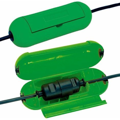 Set of 4 safety boxes, protective boxes for extension cords, cable protectors, green (4 pcs) (1/5)