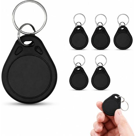 6 Pcs Badges NFC NTAG215 Réinscriptibles 540 Octets, Porte-Clés RFID Étanches IP65, Tags NFC Badges RFID pour iOS Raccourcis, Android, Domotique et Automatisation, Noir (1/5)