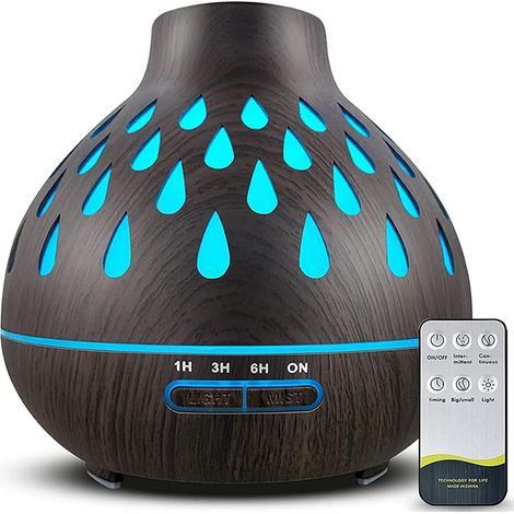 Diffusore di oli essenziali, 400 ml, 7 colori LED, 4 impostazioni del timer, spegnimento automatico a fine acqua, senza BPA, per casa, cameretta bambini, soggiorno, camera da letto, spa, ufficio (1/4)