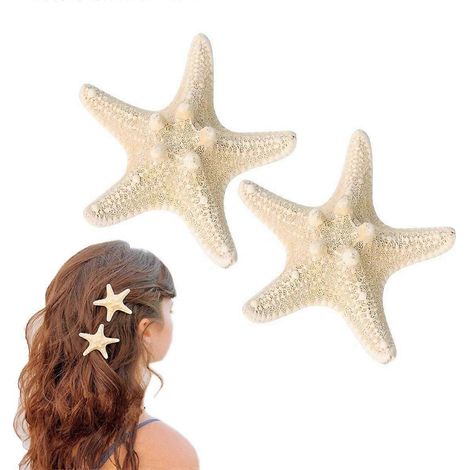 Lot de 2 pinces à cheveux en résine en forme d'étoile de mer, accessoires pour cheveux sirène pour femmes et filles (1/5)
