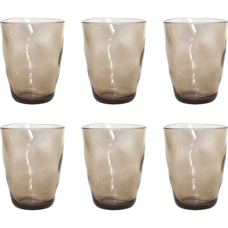 Lot de 6 Verres à Eau en Acrylique Marron - Gobelets de Table 9,2 x 9,2 x 11,6 cm - PANGIVO (1/4)