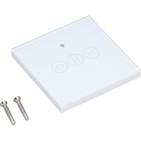 Interrupteur intelligent pour rideaux, stores enrouleurs, volets roulants, commande tactile sans fil WiFi via application mobile, prise UE, 90-250 V, blanc (1/5)