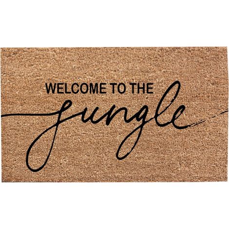 Tapis De Soin - Tapis D'Entrée En Velours Cristal - Imprimé Jungle Feuille Vert Et Message Be Nice Or Leaf - 40 X 60 Cm - 1 Pièce (1/3)