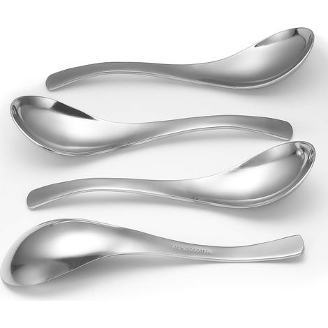 Lot de 4 cuillères à soupe robustes et épaisses en acier inoxydable, idéales pour la cuisine quotidienne, résistantes et pratiques pour tous les usages à la maison (1/5)