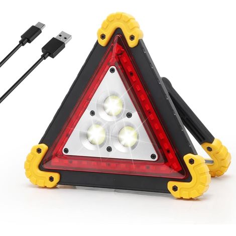 Triangle de signalisation LED voiture, design pliable, étanche, 4 modes lumineux, triangle de sécurité LED pour panne, accident, réparation auto, camion, atelier, camping et sécurité routière (1/5)