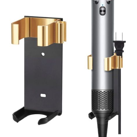 YMYNY Support Compatible avec , Métal Support Mural pour Fer à Friser, Fer à Lisser, Aluminium(Noir&Doré) (1/4)