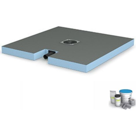 Wedi – Receveur de douche à carreler 120 x 120 cm – Bonde intégrée – Kit d'étanchéité – Mousse XPS 100 % étanche – Pente prédéfinie