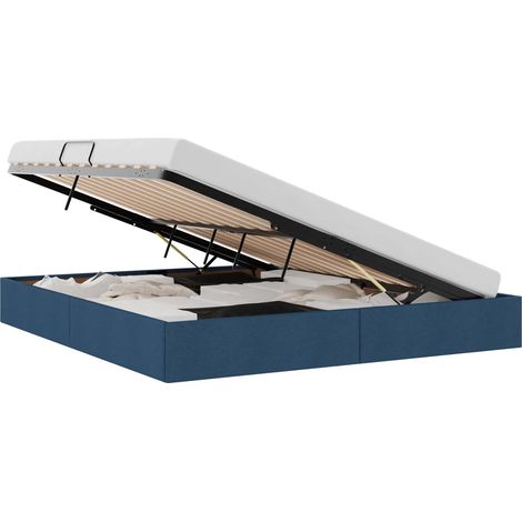 Storage Bed with Headboard Blue 160 x 200 cm Fabric vidaXL (1/5)