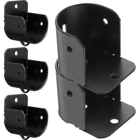 SEWACC Lot de 6 supports en U pour tringle de penderie, bride de fixation en fer en forme de U, noir, pour tringle de penderie et rideau de douche (1/5)