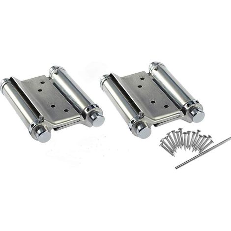 Charnière Double Action - 2 Pièces - Acier Inoxydable - Fermeture Automatique - Porte Saloon Café - 76mm (1/4)