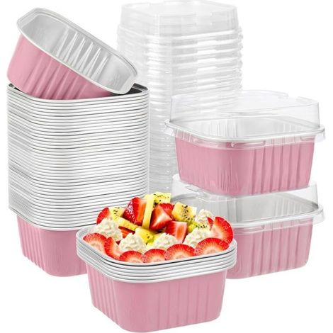 50 Pièces Mini Moule à Muffins,Moules à Gâteaux,150ml Plats de Cuisson Carrés en Papier D'aluminium Petites Boîtes à Pain (1/5)