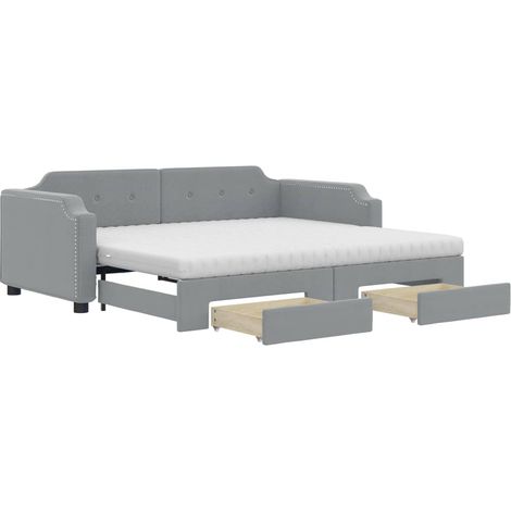Maison Exclusive - Divano Letto Estraibile Cassetti Grigio Chiaro 80x200cm Tessuto