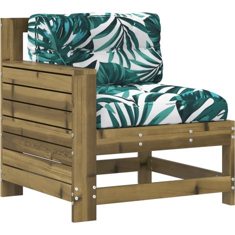 Canapé de jardin accoudoir avec coussin bois de pin imprégné (1/5)