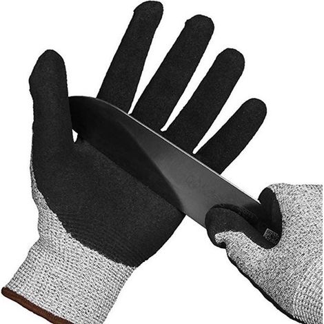 Guantes de malla de acero inoxidable resistentes a los cortes, ideales para cortar carne y trabajar en el jardín, talla M. (1/5)