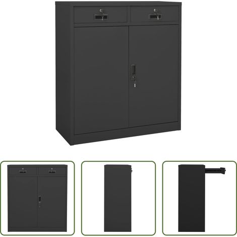 Aktenschrank - Büroschrank Anthrazit 90x40x102 cm Stahl (1/5)