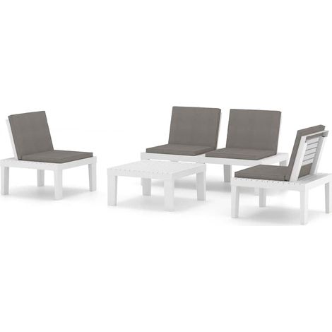 Maison Exclusive - Set Divani da Giardino con Cuscini 4 pz in Plastica Bianco (1/5)