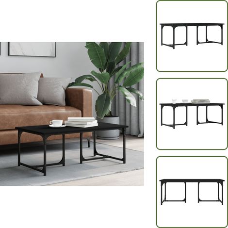The Living Store Table basse Noir 90x50x35 cm Bois d'ingénierie - Table Basse - Meuble Salon - Table D'appoint - Design Moderne - Bois D'ingénierie (1/5)