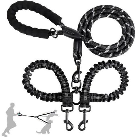 Laisse Double - Non spécifié - Réglable - Fil Réfléchissant - 80 cm - Pour 2 Chiens (1/4)