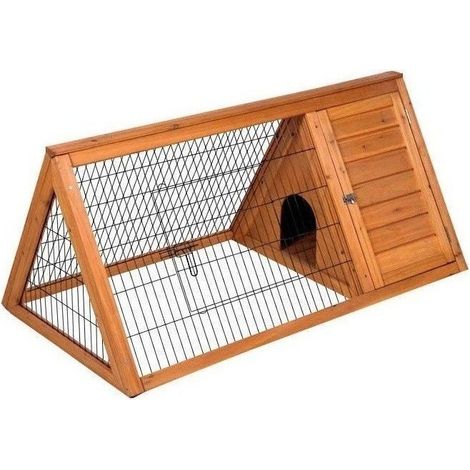 Casa in Legno per Conigli 100x50x41cm  Rifugio Triangolare con Base Aperta per Conigli  Nido Laterale Protettivo