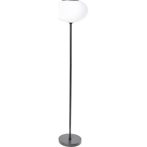 Lámpara de pie solar LED de bajo consumo para exteriores con base de hierro y pantalla sintética moderna blanco Lumbe