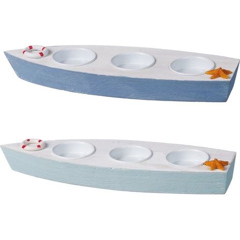 PORTACANDELA A BARCA 25X9XH3CM IN 2 COLORI (1/3)