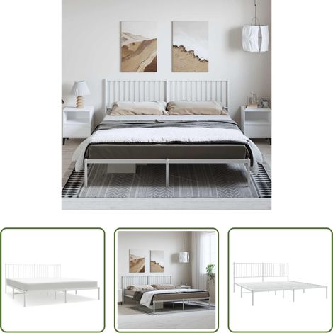 vidaXL Lit métallique - Cadre de lit métal sans matelas et tête de lit blanc 183x213 cm (1/5)