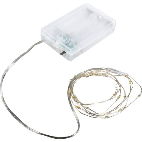 Mini guirlande lumineuse, 130cm, 20 lampes LED, alimentation à piles, minuterie, intérieur, décoration, anniversaire, Halloween, Noel, Jaune Clair (1/4)