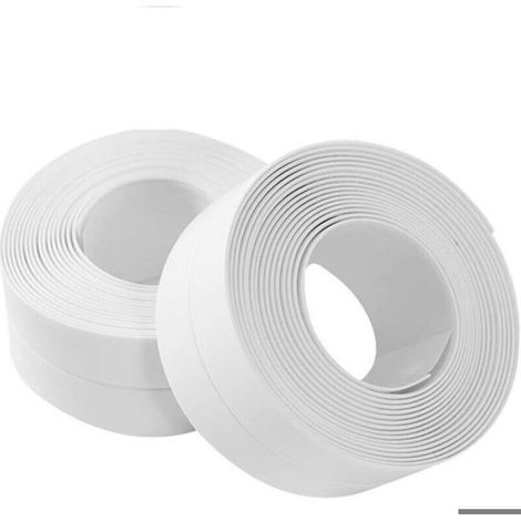 320x3.8CM Bande de douche bande D'étanchéité Joint de douche Salle de bains joint silicone blan Ruban de masquage baignoire PE auto (1/5)