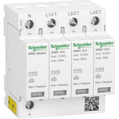 Scaricatore di sovratensione IPRD1 T1+T2 B+C 3P+N 4M 12.5KA 12.5R acti 9 A9L16482 (1/2)