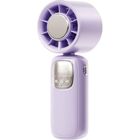 JSSEVN - Ventilador portátil de mano: ventilador portátil, dispositivo de refrigeración con pantalla LED, plegable y con velocidades ajustables para climas cálidos y para trabajar. (1/5)
