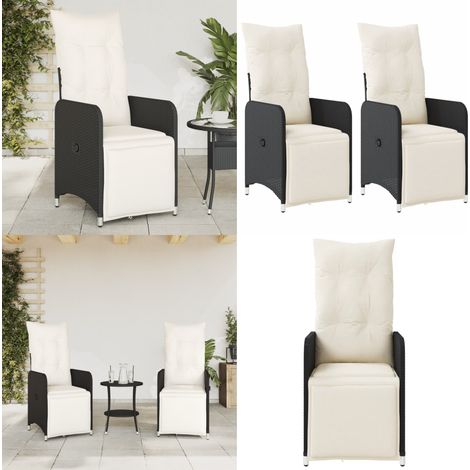 Chaises inclinables de jardin lot de 2 et coussins noir rotin - Chaise De Jardin - Fauteuil De Jardin - Chaise Inclinable - Mobilier De Jardin - Résine Tressée - Home & Living (1/5)