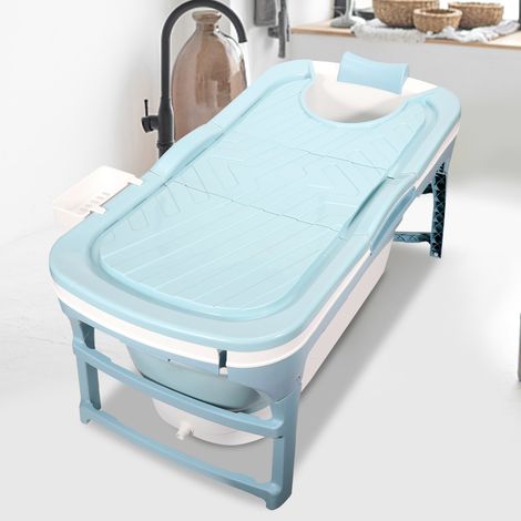 Randaco Badewanne Erwachsene 118cm Faltbare Mobile Wanne mit Abdeckung für Dusche und Spa Blau (1/5)
