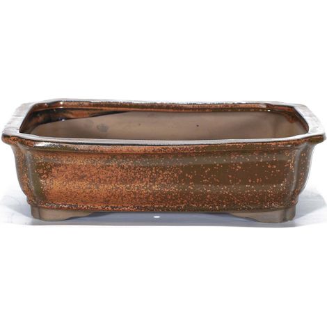 Vaso bonsai smaltato rettangolare cm. 31 Bronzo (1/2)