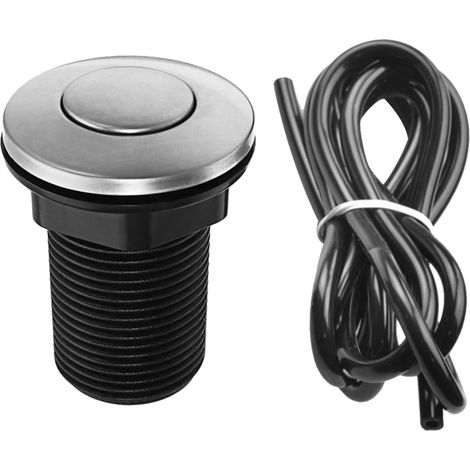 Bouton pneumatique, 32mm, inox, noir (1/5)