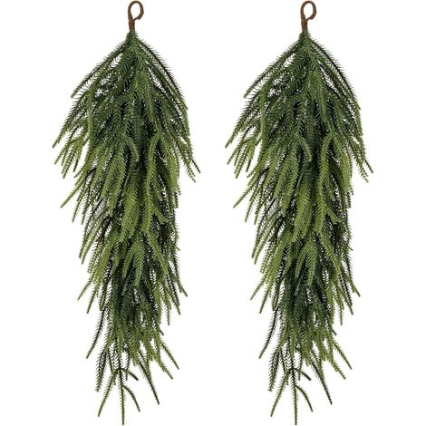 Guirlande En Forme De Goutte - 30 Pouces - Branches De Pin Artificielles - Pour Porte Cheminée Table Intérieur Extérieur - 2 Pièces (1/5)