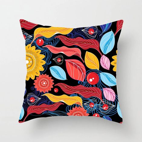 Housse De Coussin - Coton Linen - Imprimé Numérique Fleuri - Double Face - Pour Canapé Lit Chaise Bureau Voiture - 40x40 cm (1/5)