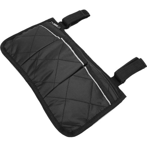 Sacoche latérale pour fauteuil roulant avec multiples poches et grande capacité, organisateur de rangement noir (1/4)