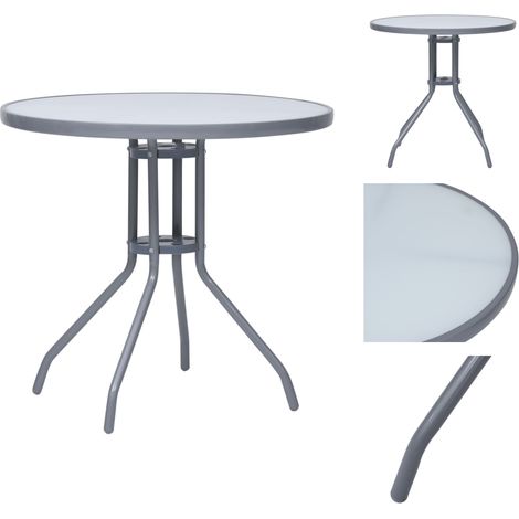 Gartentische - Living Gartentisch Hellgrau 80 cm Stahl und Glas (1/5)